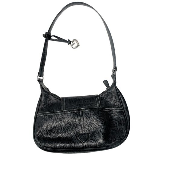 BRIGHTON Black Suede and Pebbled Leather Shoulder Bag - Picture 3 of 12